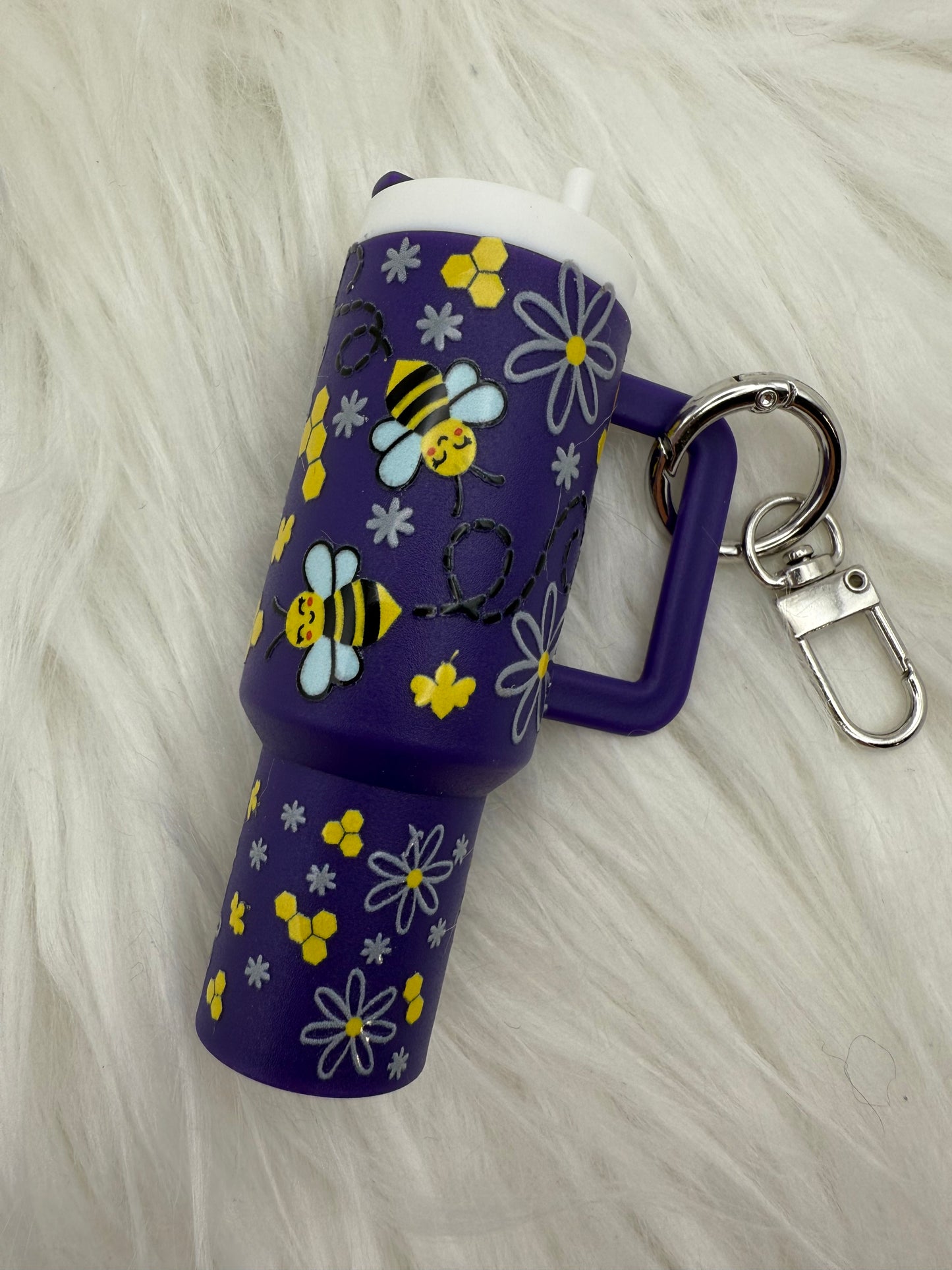 Bees Chapstick Holder Keychain
