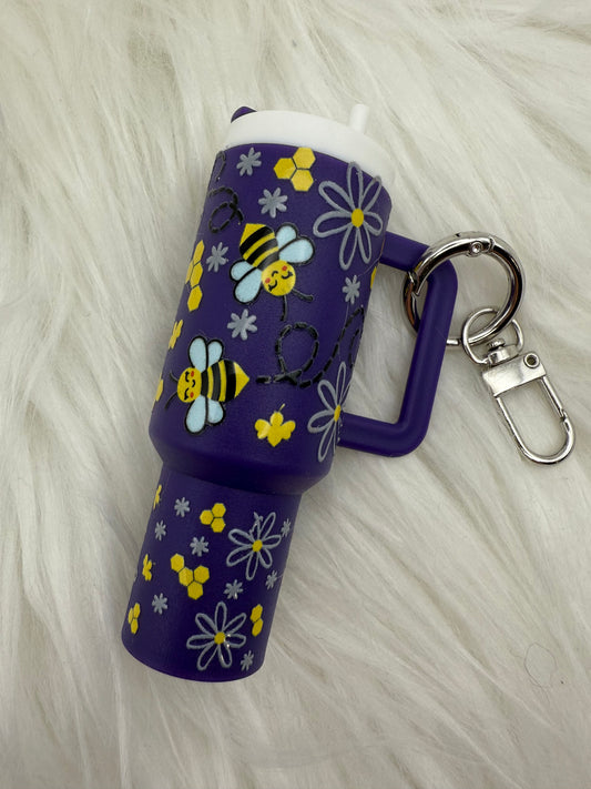 Bees Chapstick Holder Keychain