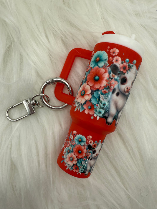 Baby Cows Chapstick Holder Keychain