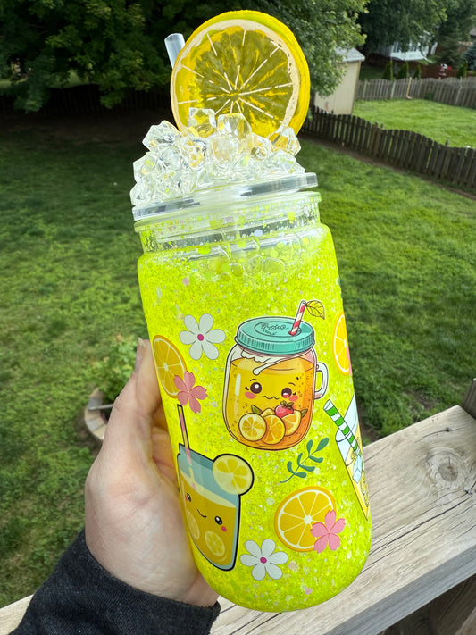 16oz Acrylic Snowglobe - Lemonade with Ice Lid