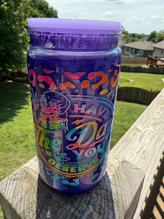 16oz Acrylic Purple Shimmer Cup - Leopard Have the Day You Deserve