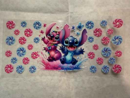 Blue Alien and Angel with Candies Wrap for 16oz, 20oz, 24oz