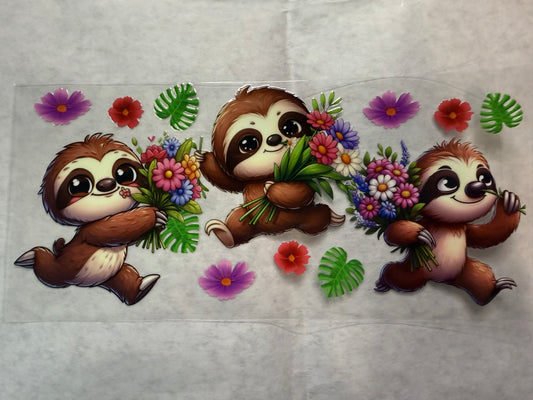 Sloth with Flowers Wrap for 16oz, 20oz, 24oz