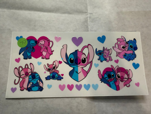 Blue Alien and Angel Love Wrap for 16oz, 20oz, 24oz