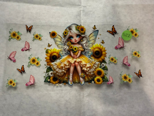 Yellow Fairy with Butterflies Wrap for 16oz, 20oz, 24oz
