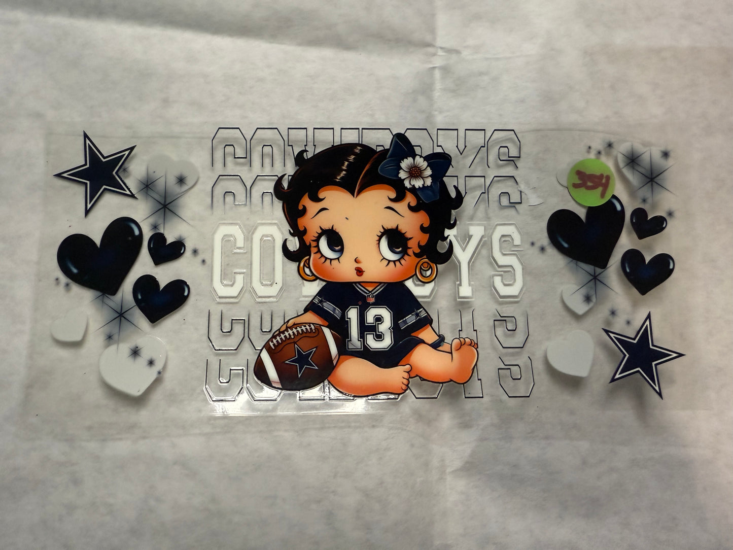 Texas Blue Football Wrap Betty Boop for 16oz, 20oz, 24oz