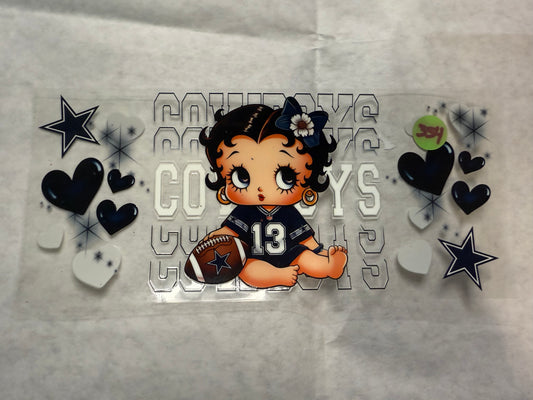 Texas Blue Football Wrap Betty Boop for 16oz, 20oz, 24oz