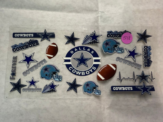 Texas Blue Football Wrap for 16oz, 20oz, 24oz