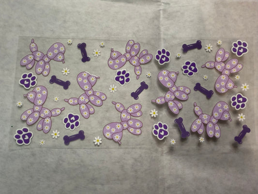 Purple Balloon Dog Wrap for 16oz, 20oz, 24oz