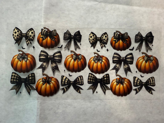 Fall/Halloween Pumpkins and Bows Wrap for 16oz, 20oz, 24oz