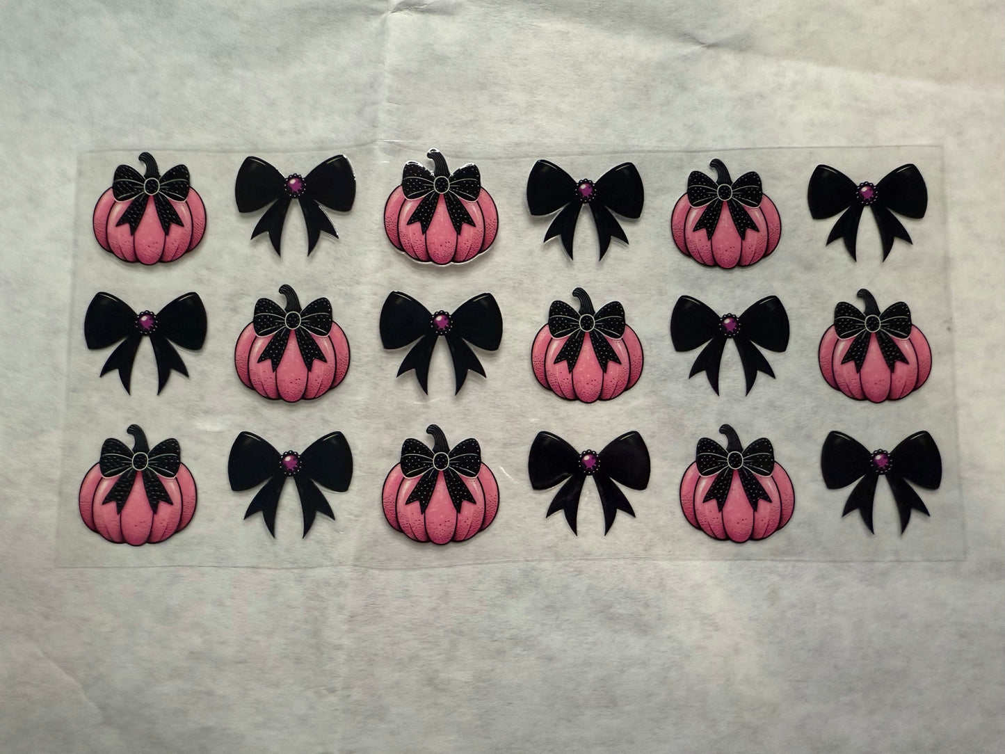 Black and Pink Bows and Pumpkins Wrap for 16oz, 20oz, 24oz