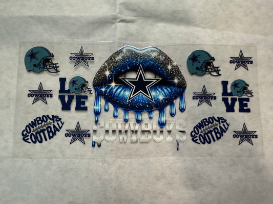 Dallas Football Lips Wrap for 16oz, 20oz, 24oz