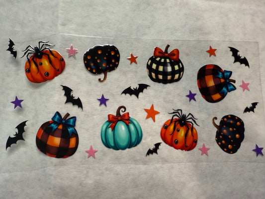 Halloween Pumpkins and Bats Wrap for 16oz, 20oz, 24oz