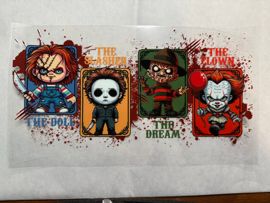 The Doll, The Slasher, The Dream and The Clown Wrap for 16oz, 20oz