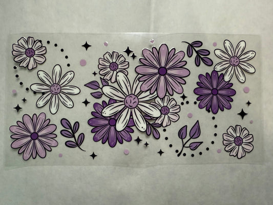 Purple and White Flowers Wrap for 16oz, 20oz, 24oz