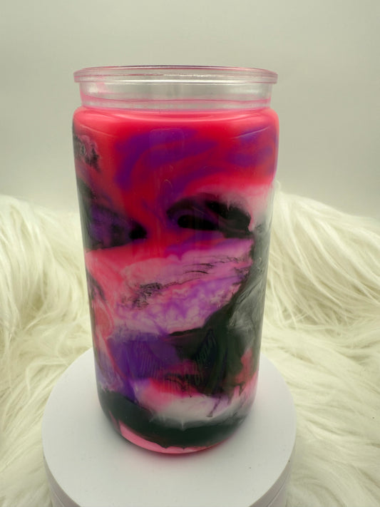 16oz Acrylic Paint Swirl  - White, Black, Pink and Purple