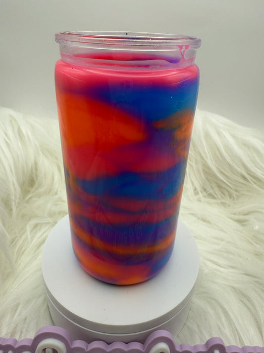 16oz Acrylic Paint Swirl  - Orange, Blue, Pink and Purple