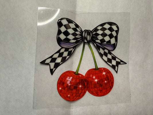 Disco Cherries with Checkered Bow Decal for 16oz, 20oz, 24oz