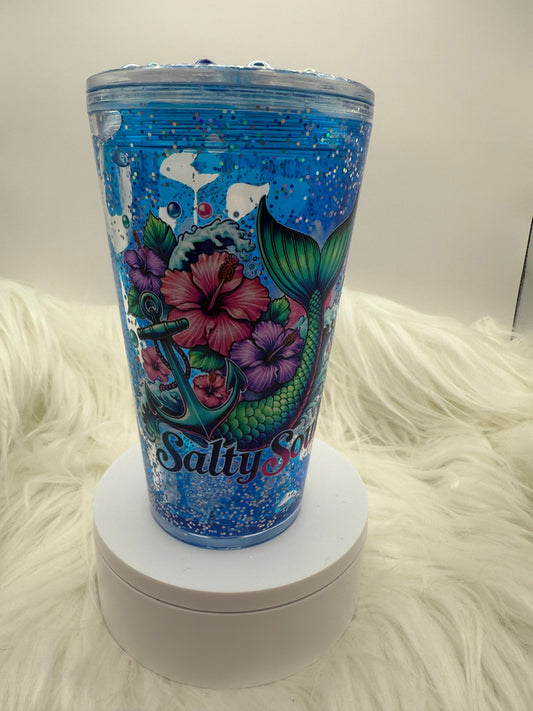 16oz Acrylic Lava - Salty Soul with bling lid