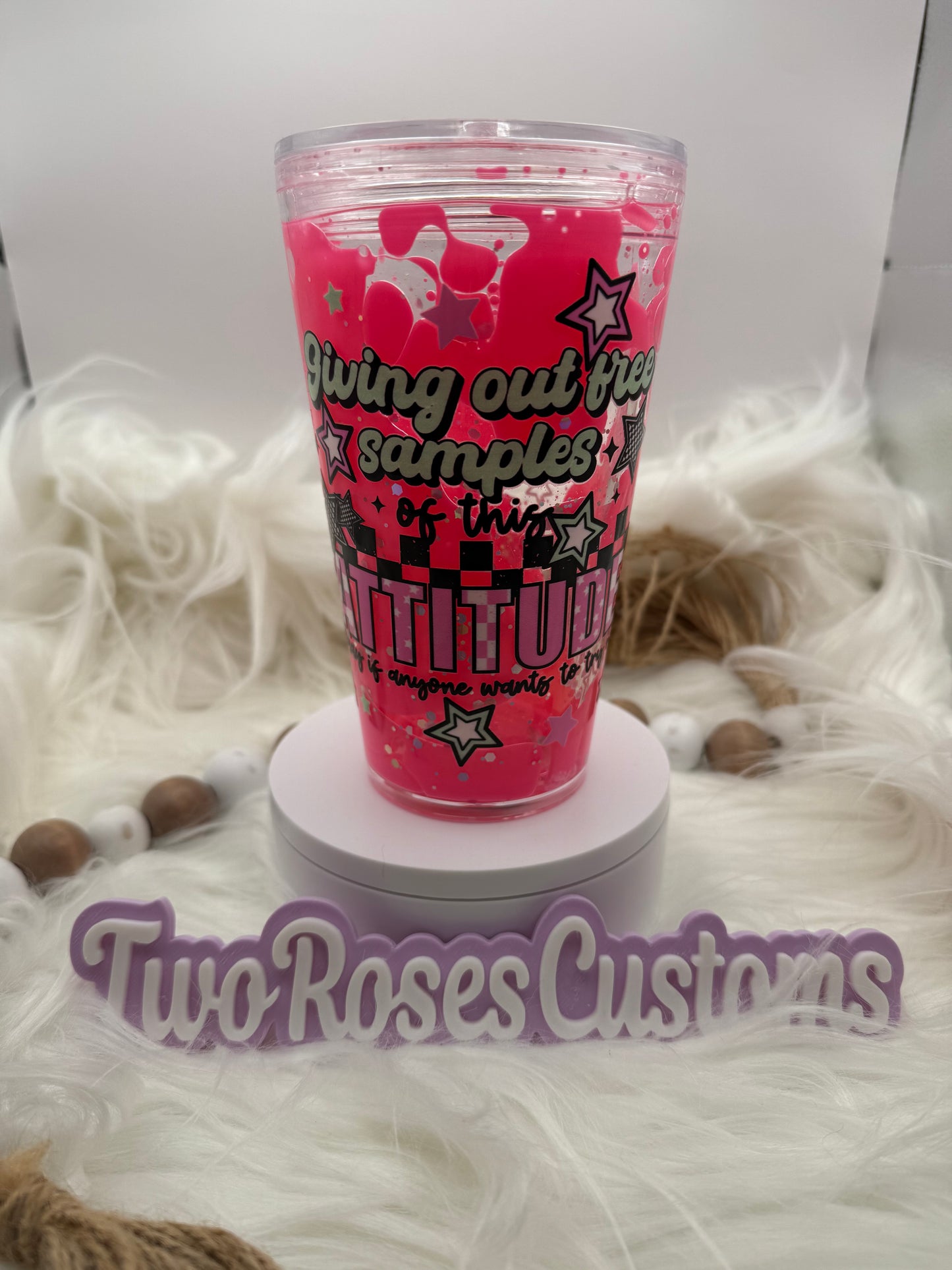16oz Acrylic Pink Lava Snowglobe - Attitude