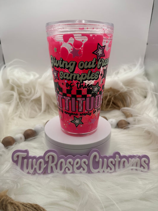 16oz Acrylic Pink Lava Snowglobe - Attitude