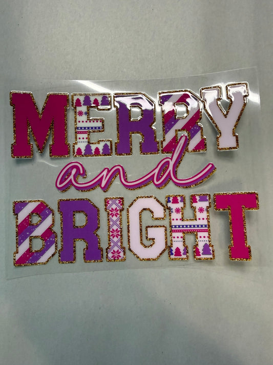 Merry and Bright decal for 16oz, 20oz, 24oz