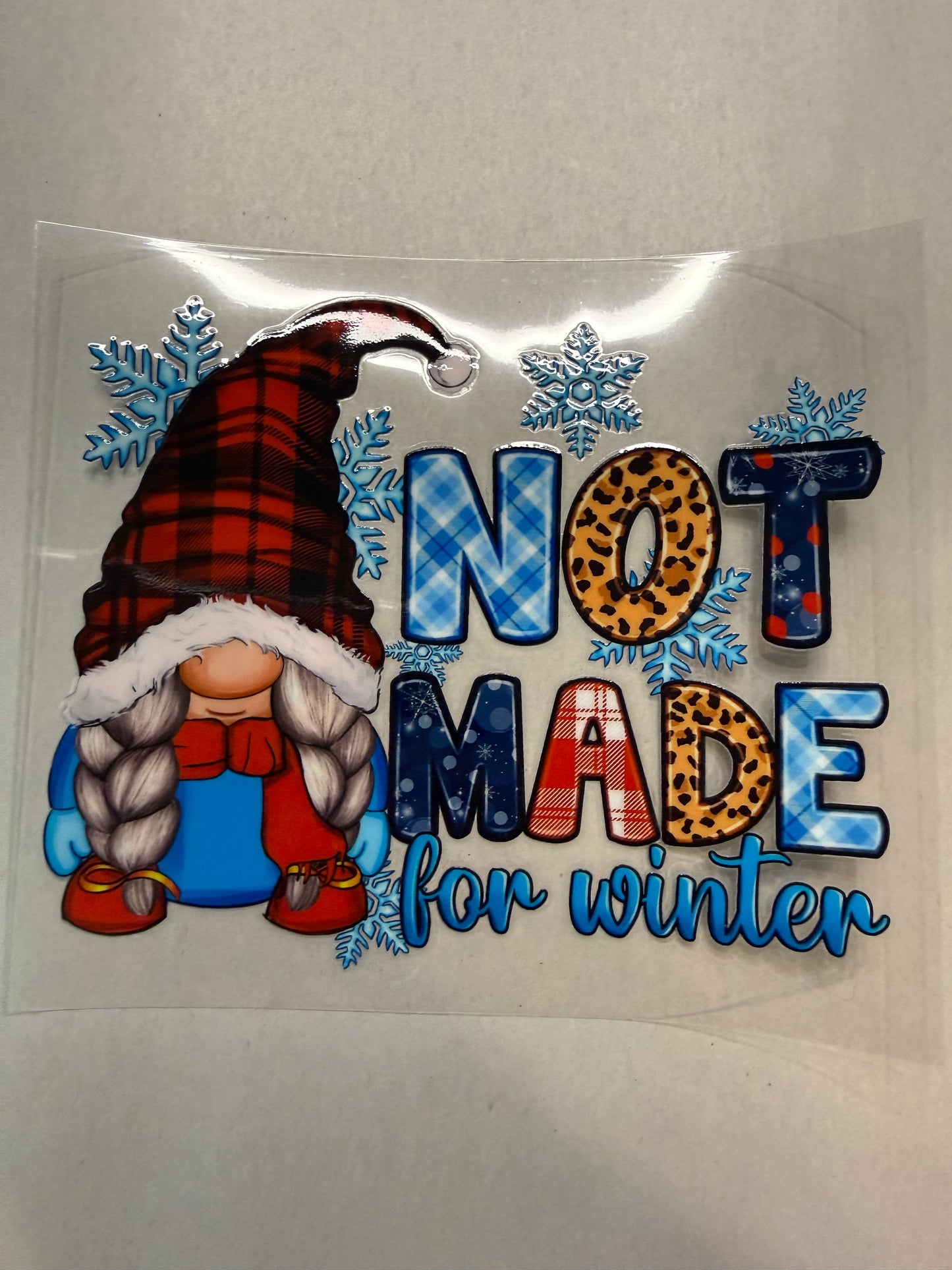Gnome Not Made for Winter decal for 16oz, 20oz, 24oz or 40oz
