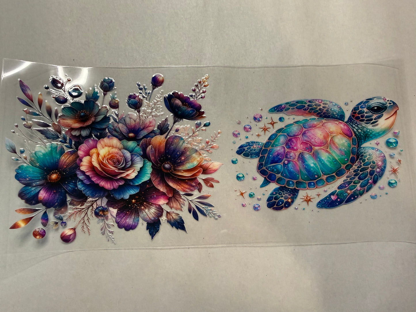 Sea Turtle and Flowers wrap for 16oz, 20oz, 24oz, 40oz