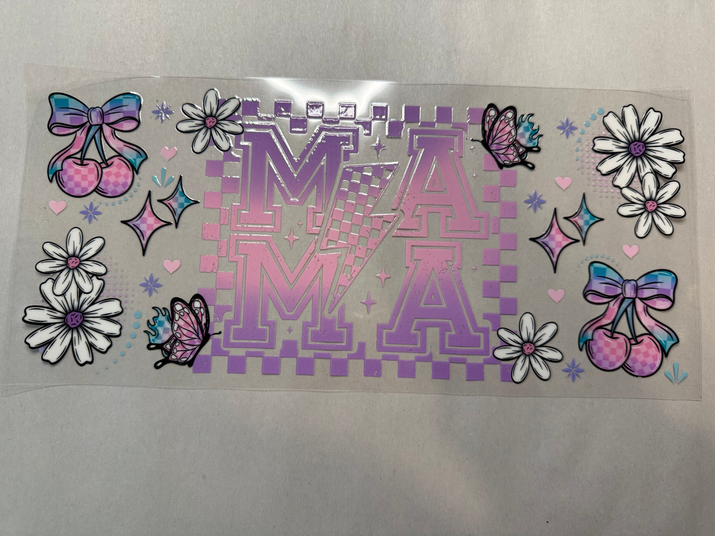 Mama Ombre with Flowers and Cherries wrap for 16oz, 20oz, 24oz, 40oz