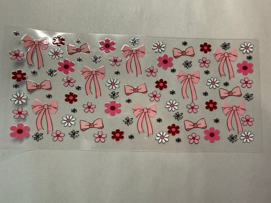 Pink Bows and Flowers wrap for 16oz, 20oz, 24oz, 40oz
