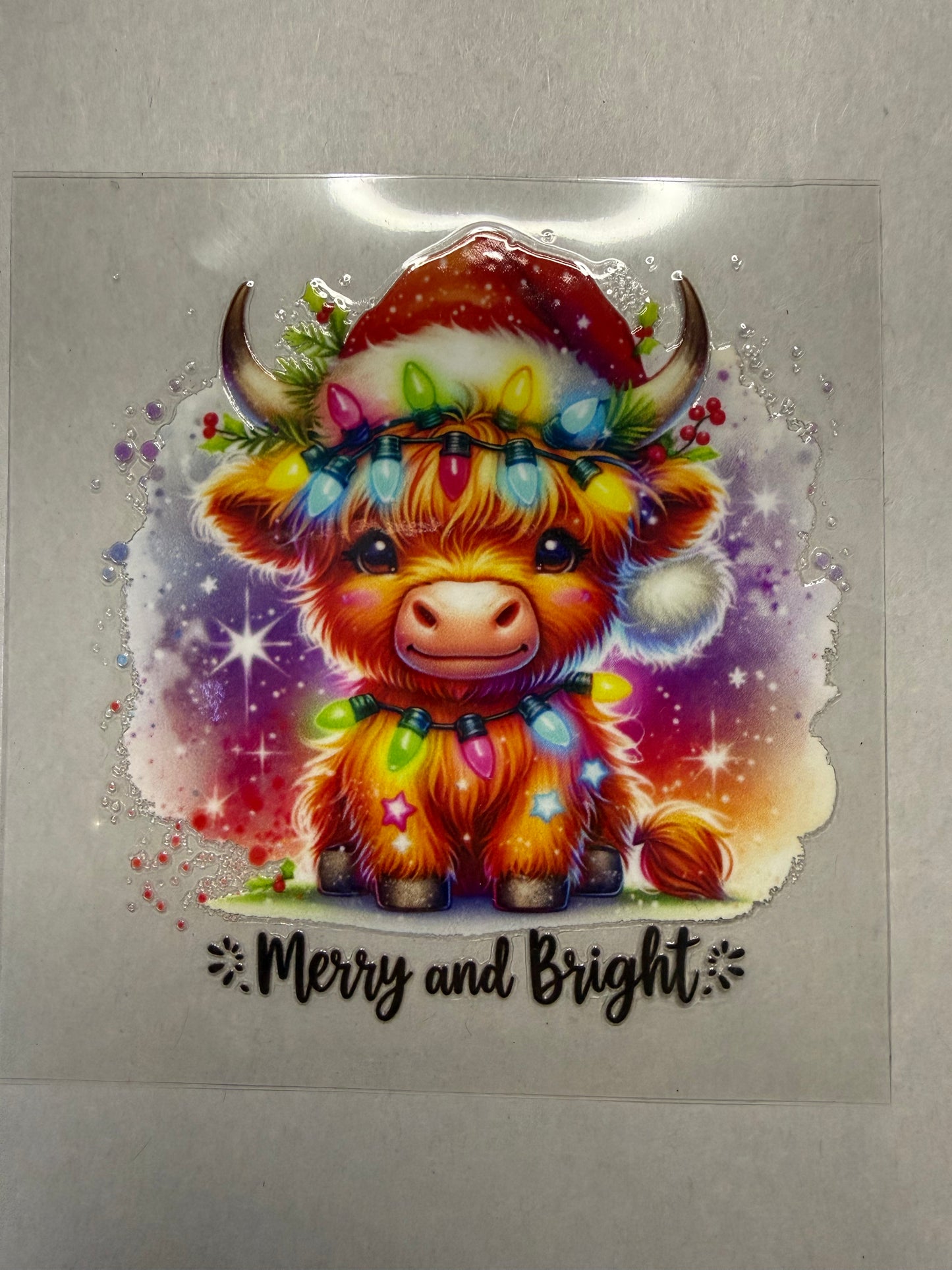 Highland Cow Merry and Bright decal for 16oz, 20oz, 24oz