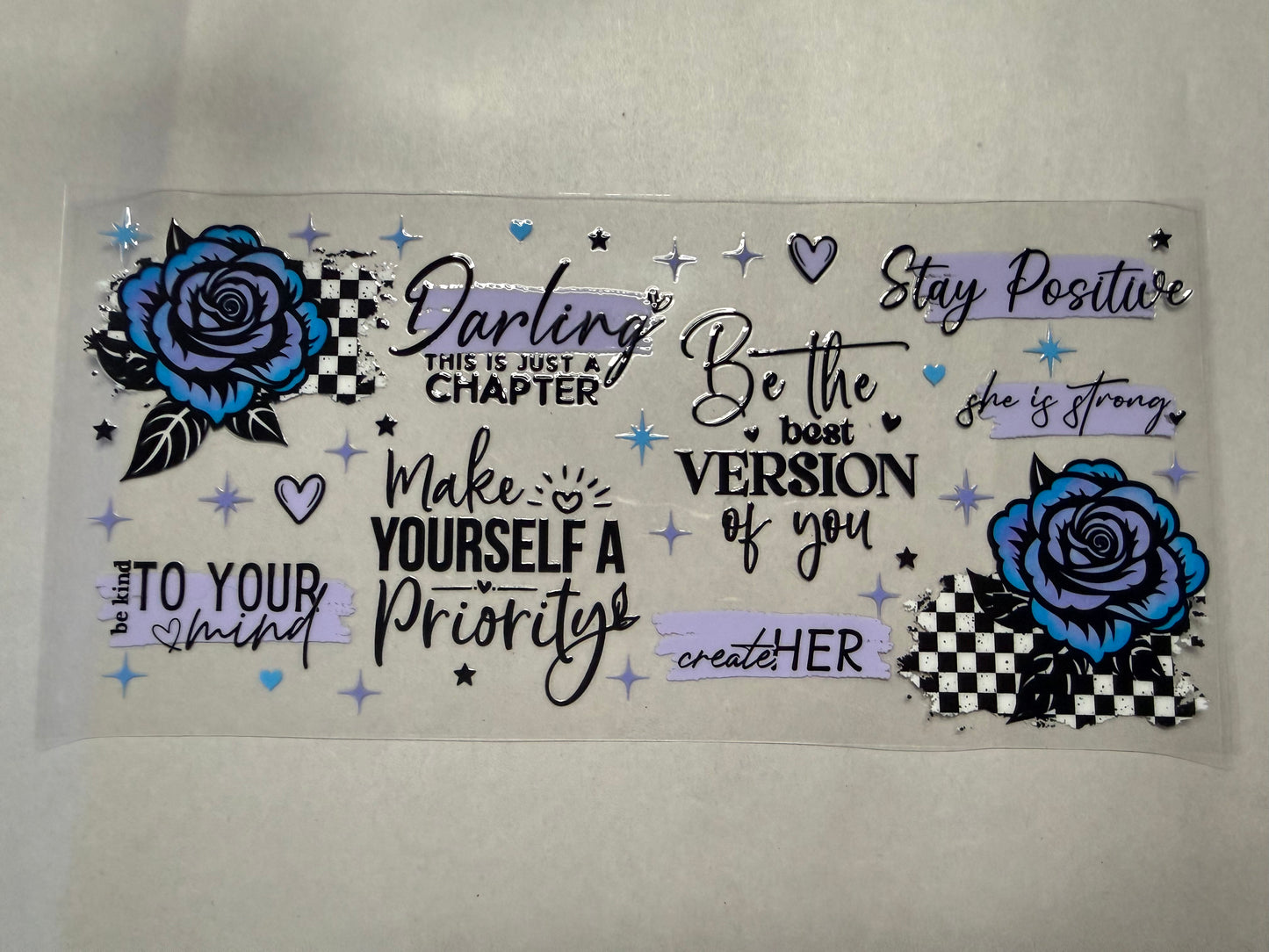 Blue Positive Sayings wrap for 16oz, 20oz, 24oz, 40oz