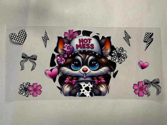 Hot Mess Raccoon wrap for 16oz, 20oz, 24oz, 40oz