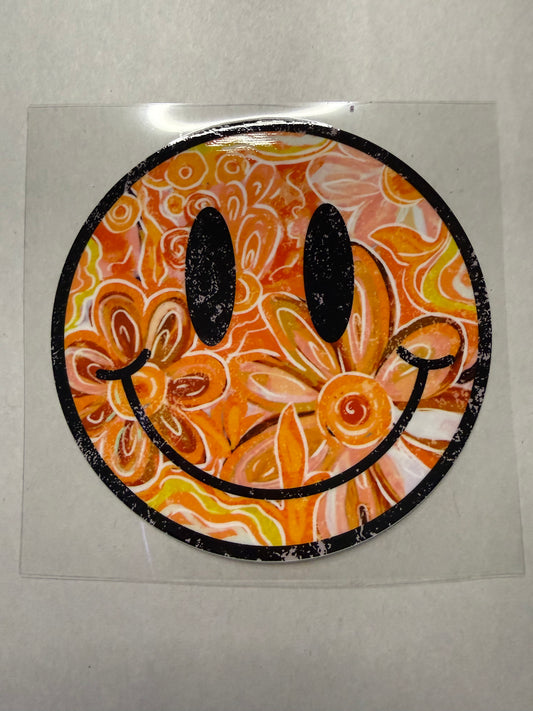 Flowered Smiley decal for 16oz, 20oz, 24oz, 40oz