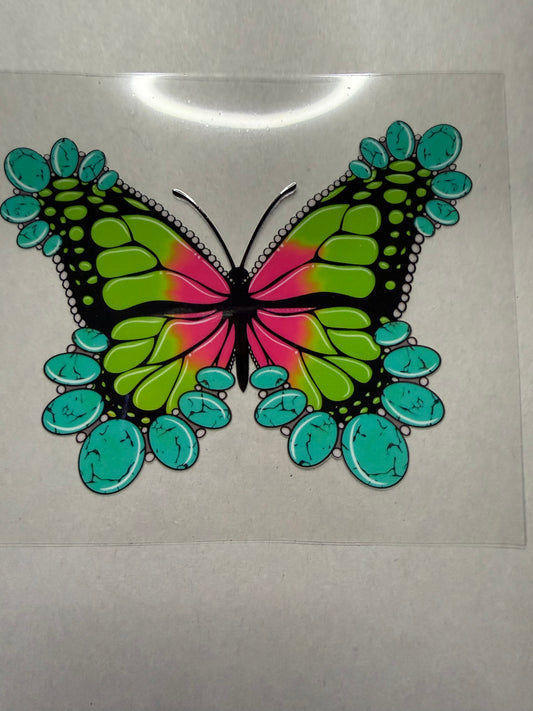 Teal Butterfly decal for 16oz, 20oz, 24oz, 40oz