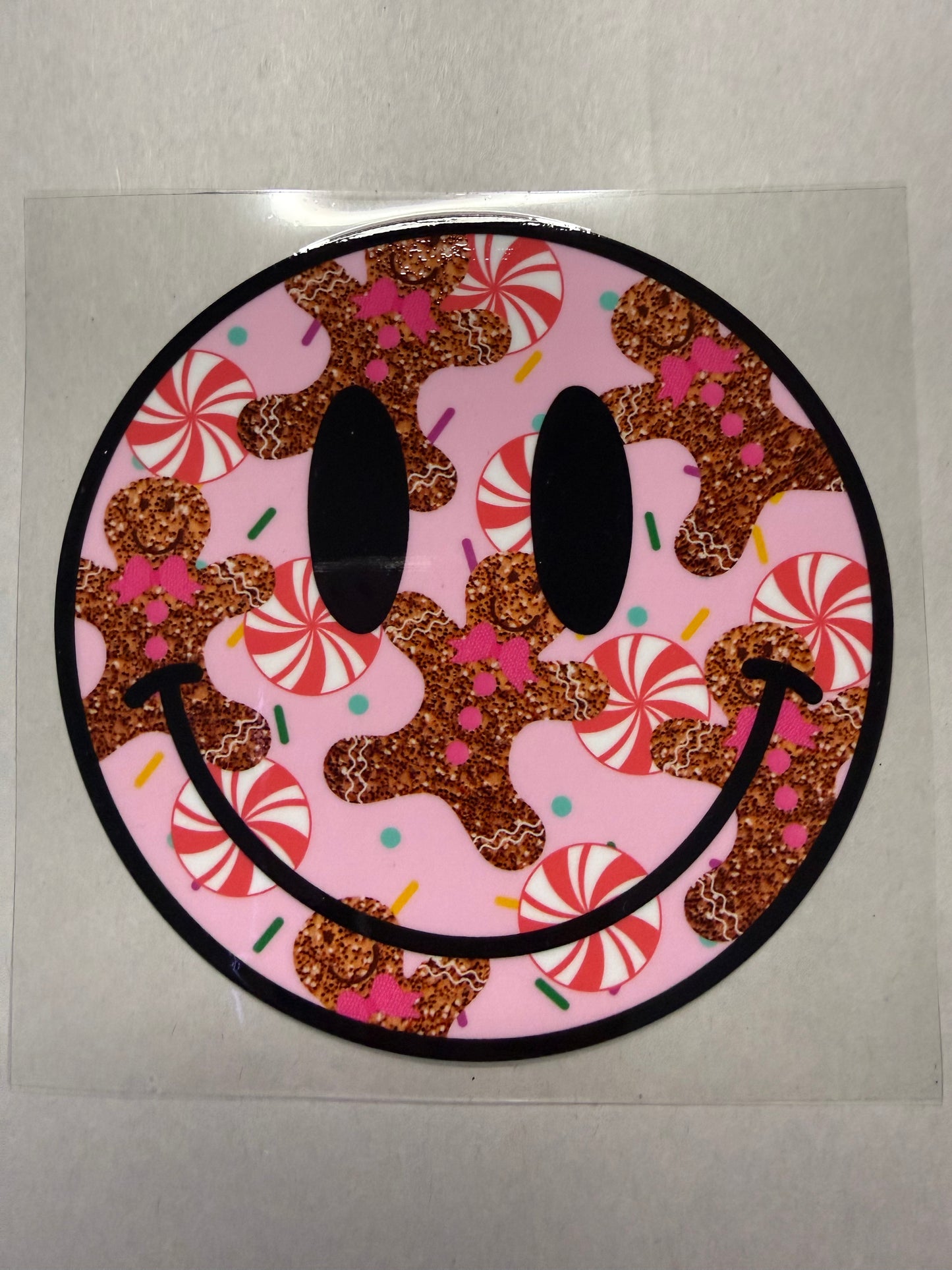 Gingerbread/Peppermint Smiley decal for 16oz, 20oz, 24oz, 40oz