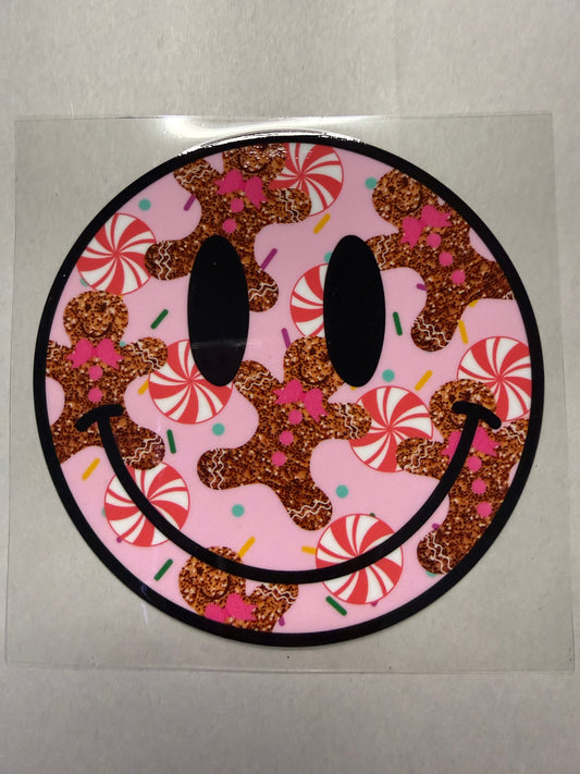 Gingerbread/Peppermint Smiley decal for 16oz, 20oz, 24oz, 40oz
