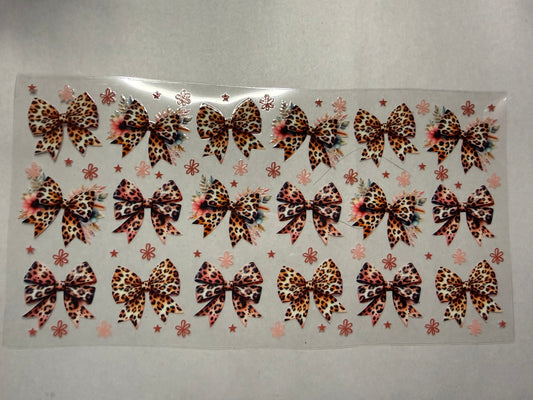 Leopard Bows wrap for 16oz, 20oz, 24oz, 40oz