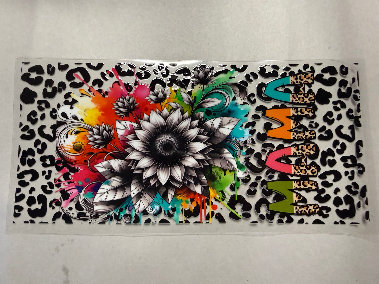 Mama with Sunflowers and Leopard Print wrap for 16oz, 20oz, 24oz, 40oz