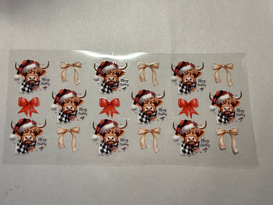 Christmas Cows and Bows wrap for 16oz, 20oz, 24oz, 40oz
