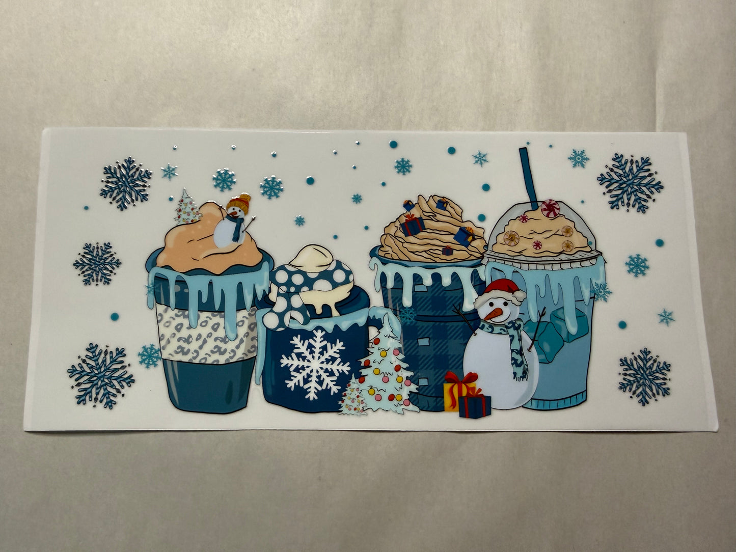 Blue Winter Drinks wrap for 16oz, 20oz, 24oz, 40oz